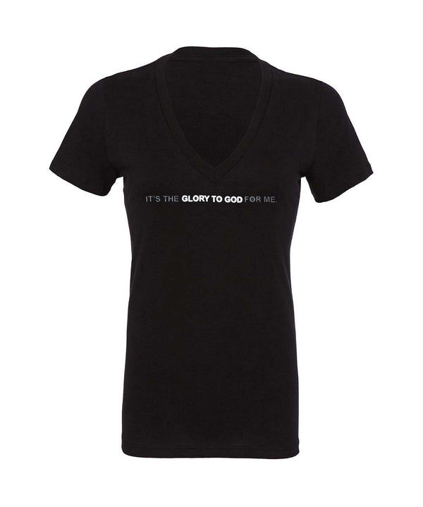 Ladies Deep V Glory To God T - Black