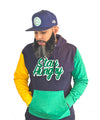 Custom Stay Hungry Colorblock Hoodie - Green/Navy/Yellow